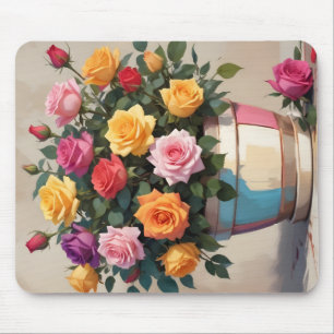 Tapis De Souris Bouquet de roses colorées