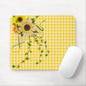 Tapis De Souris Bouquet de tournesol sur En vichy (Avec souris)