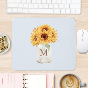 Tapis De Souris Bouquet de tournesols rustique aquarelle dans un p