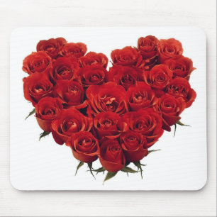 Tapis De Souris Bouquet des roses rouge-foncé en forme de coeur