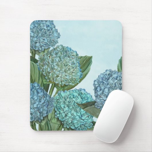 Tapis De Souris Bouquet d'été Blue Hydrangea (Avec souris)