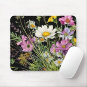 Tapis De Souris bouquet fleur sauvage aquarelle sur arrière - plan (Avec souris)