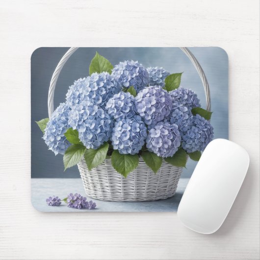 Tapis De Souris Bouquet Hydrangea dans un panier (Avec souris)