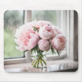 Tapis De Souris Bouquet Peony Rose Par Jour De Pluie (Devant)