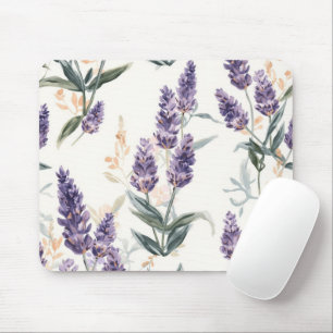 Tapis De Souris Bouquets de lavande Aquarelle Botanique Fleur viol