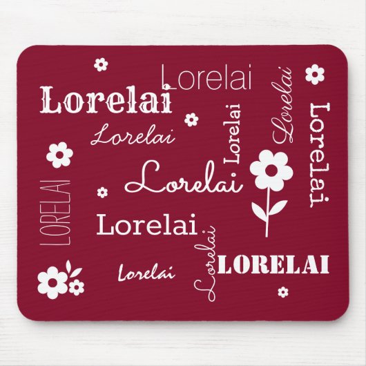 Tapis De Souris Bourgogne aux fleurs blanches, Pad de souris Custo (Devant)