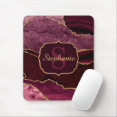 Tapis De Souris Bourgogne Rouge & Or Parties scintillant Marbre Ag (Avec souris)