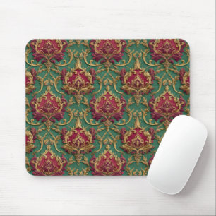 Tapis De Souris Bourguignon d'émeraude baroque damassé