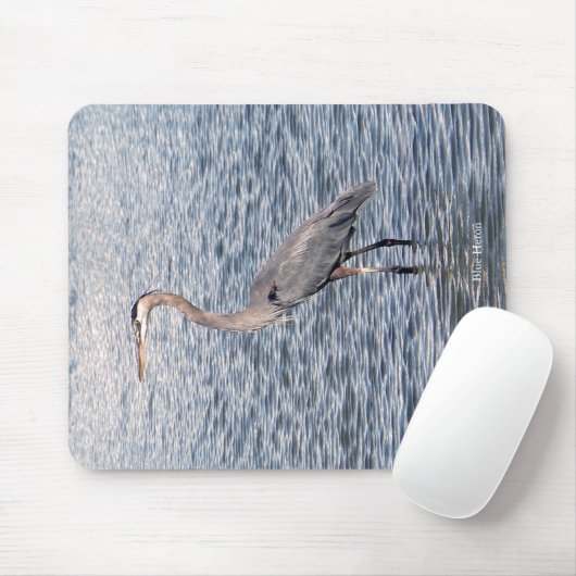 Tapis De Souris Bousepée d'eau de Blue Heron (Avec souris)