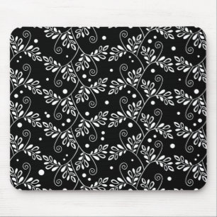 Tapis De Souris Bousepée florale noire rétro