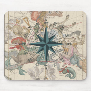 Tapis De Souris Boussole sur une carte ancienne