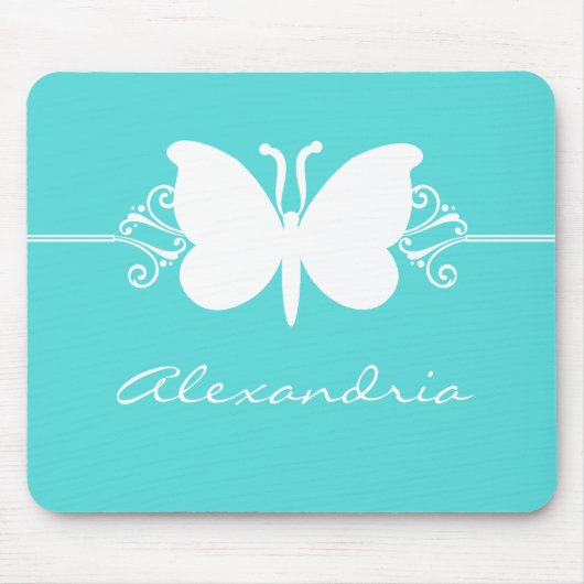 Tapis De Souris Bouteilles de papillon turquoise Mousepad (Devant)