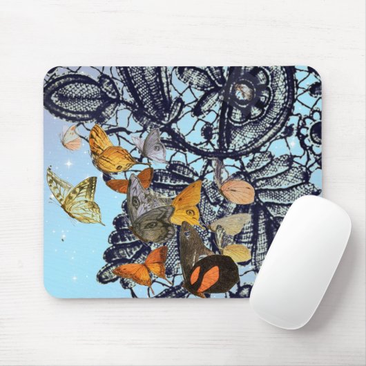 TAPIS DE SOURIS BOUTEILLES ET ANCIENNE LACE MOTIF MOUSE PAD (Avec souris)