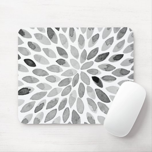 Tapis De Souris Boutons de brosse d'aquarelle - noir et blanc (Avec souris)