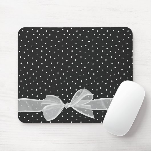 Tapis De Souris Bow blanc Sheer sur Pois (Avec souris)