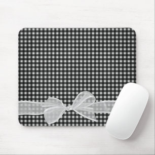 Tapis De Souris Bow en Sheer Blanc Sur En vichy Plaque Souris