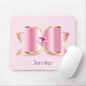 Tapis De Souris Bow en verre rose avec pierre centrale (Avec souris)