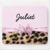 Tapis De Souris Bow rose pâle et léopard Cheetah Imprimer Souris (Devant)