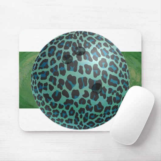Tapis De Souris Bowling Ball Leopard Turquoise (Avec souris)