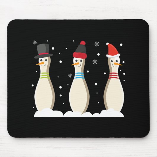 Tapis De Souris Bowling Boule de Noël Pins de bowling Santa Hat Ca (Devant)