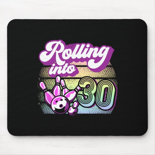 Tapis De Souris Bowling Party Rolling Dans 30 Bowling Anniversaire (Devant)