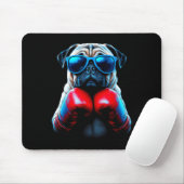 Tapis De Souris Boxe Pug Dog Kickboxing Cool (Avec souris)