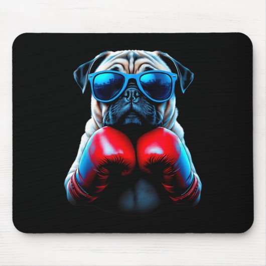 Tapis De Souris Boxe Pug Dog Kickboxing Cool (Devant)