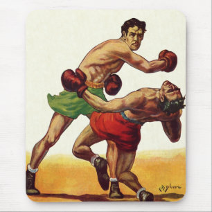 Tapis De Souris Boxe sportive vintage, boxeurs en combat