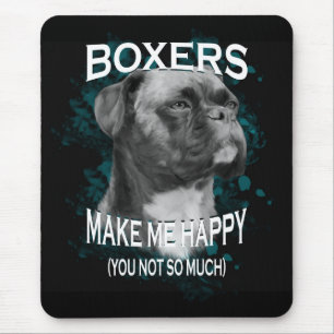 Tapis De Souris Boxer Chien Amoureux des animaux Texte d'art