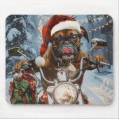 Tapis De Souris Boxer Chien équitation Moto Noël (Devant)