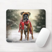 Tapis De Souris Boxer dans la neige de Noël (Avec souris)