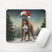 Tapis De Souris Boxer dans la neige de Noël (Avec souris)