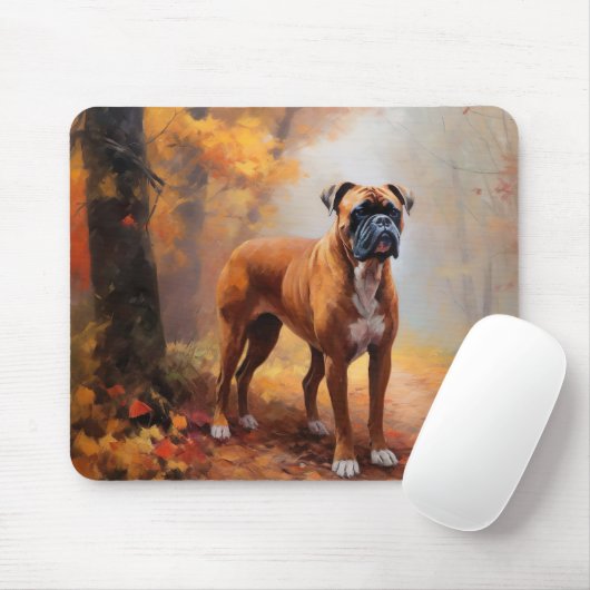 Tapis De Souris Boxer en automne Feuilles automne Inspire (Avec souris)