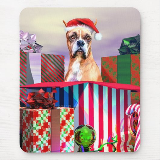 Tapis De Souris Boxer Noël Surprise (Devant)