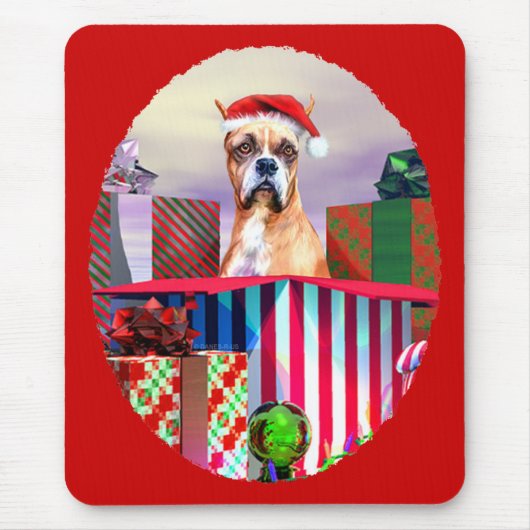 Tapis De Souris Boxer Noël Surprise (Devant)