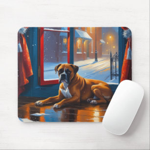 Tapis De Souris Boxeur avec lumières de Noël vacances