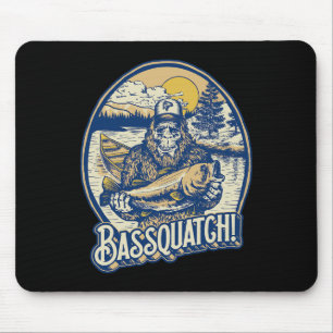 Tapis De Souris Bquatch ! B Fisherman Sasquatch Funny Bigfoot Fish