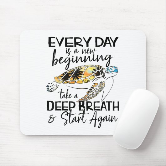 Tapis De Souris Bqwq Turtle Every Day Is A New Beginning Motivatio (Avec souris)