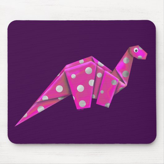 Tapis De Souris Brachiosaure Origami Googly - Rose (Devant)