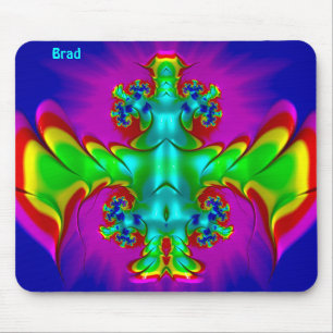 Tapis De Souris BRAD ~ Zany Hot Red, Green, Blue et Yellow ~