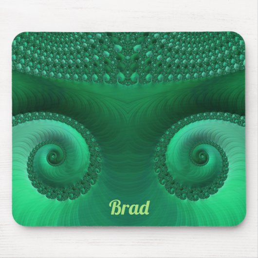 Tapis De Souris BRAD ~ Zany Nuances de Motif fractal vert (Devant)