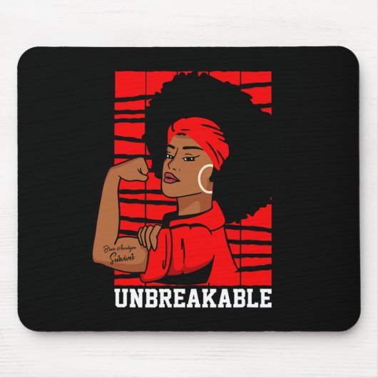 Tapis De Souris Brain Aneurysm Unbreakable Black Women Awareness  (Devant)
