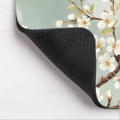 Tapis De Souris Branche botanique de fleur blanche délicate (Coin)