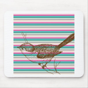 Tapis De Souris branche d'oiseau animaux nature motif coloré art