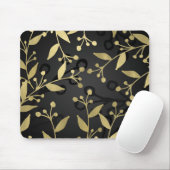 Tapis De Souris Branches botaniques modernes de Black & Gold (Avec souris)