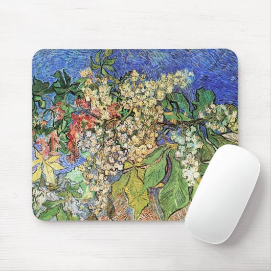 Tapis De Souris Branches de châtaignes florissantes par Vincent va (Avec souris)