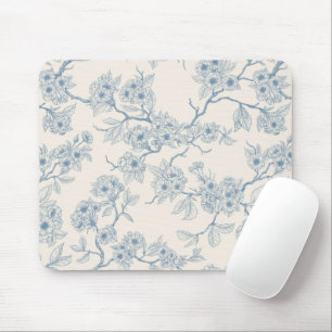 Tapis De Souris Branches de fleurs de cerisier en bleu et blanc ca