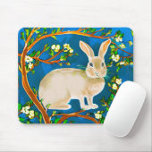 Tapis De Souris Branches de lapin sauvage et de fleurs (Avec souris)