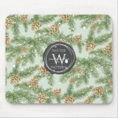 Tapis De Souris Branches de pin et cônes de pin Motif d'aquarelle (Devant)