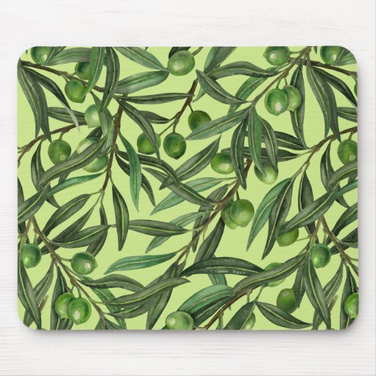 Tapis De Souris Branches d'olive sur le vert miel (Devant)